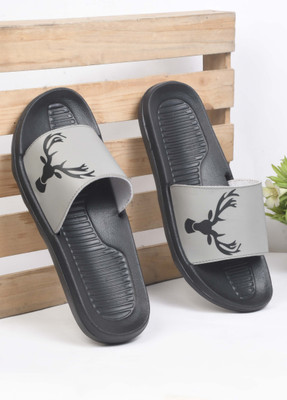 Foot Print Men Slides(Grey , 10)