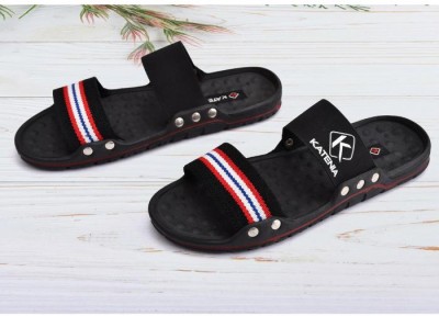 KATENIA Men Slides(Black, Red , 8)