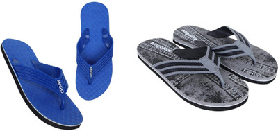 MIGOLITE Men Flip Flops(Grey, Blue , 10)