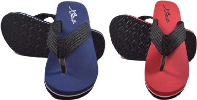 xstar Men Flip Flops(Blue, Red , 6)