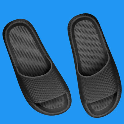 ATHLOES Men Slides(Black , 6)