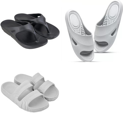 ventus Men Slippers(Black, White , 7)