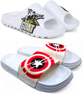 KAPYANSH Men Slides(White, White , 8)