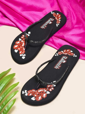 Rasambh Women Comfortable Stylish and Trending Colorful Printed For Slippers(Red, Black , 6)