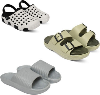 Acorn Men Slides(White, Beige, Silver , 10)
