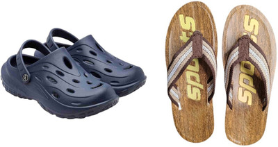 BLIBBERS Men Slippers(Navy, Brown , 8)