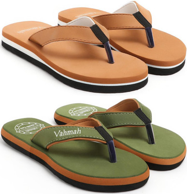 VAHMAH Women Slippers(Tan, Green , 7)