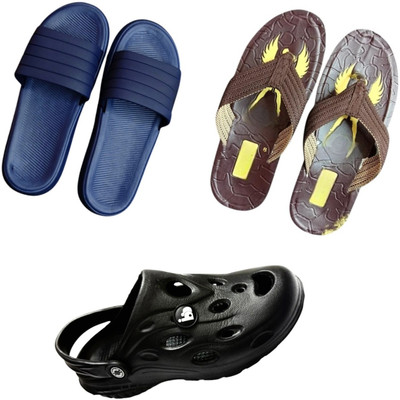 BLIBBERS Men Slippers(Blue, Brown, Black , 9)