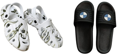 BLIBBERS Men Slides(White, Black , 7)