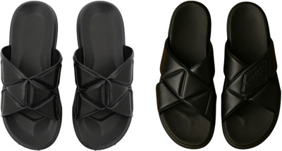 Shivaru trader Women Slippers(Black, Black , 8)