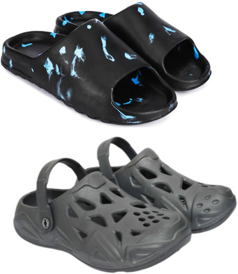 Veewalk Men Slides(Black, Grey , 6)