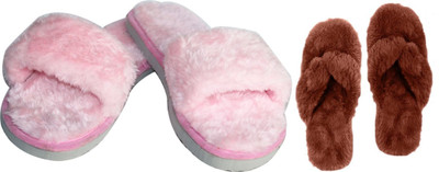 rexizone Women Flip Flops(Pink, Brown , 3)