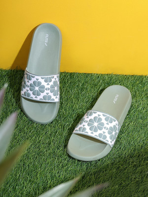 FLITE Women Slides(Green, White , 4)