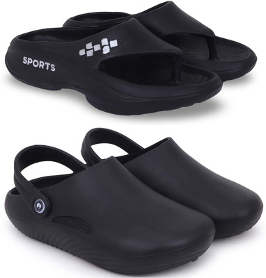 Pampy Angel Men Slippers(Black, Black , 9)