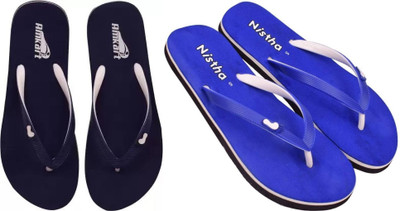 DASHNY Women Flip Flops(Navy, Blue , 8)