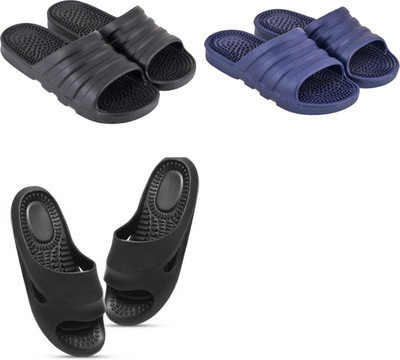 ventus Men Slippers(Black, Blue , 8)