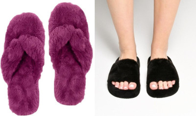 rexizone Women Slides(Black, Purple , 6)