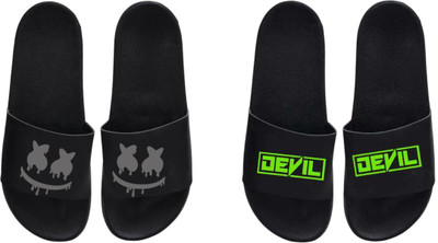 nvisan Men Slides(Green, Grey, Black , 10)