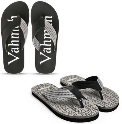 VAHMAH Men Slippers(Black, Grey , 9)