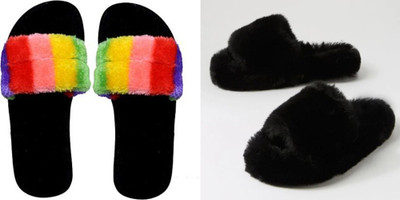 rexizone Women Slides(Multicolor, Black , 7)