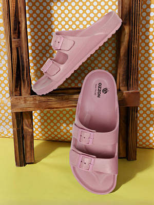 OZZOH Women Slides(Pink , 5)