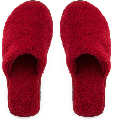MF Home Footwear Women Women Soft Fur Winter Slippers Home House Indoor Bedroom Closed Toe Slipper Cozy Flip Flops(Red , 6)