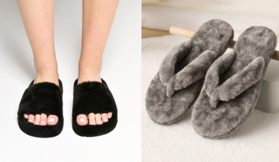Sale YUG Women Flip Flops(Black, Grey , 4)
