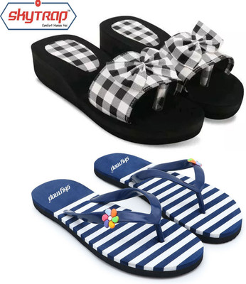 Skytrap Women Slippers(Multicolor , 5)
