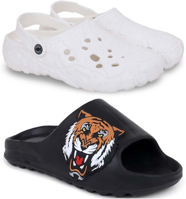 Pampy Angel Men Slippers(White, Black , 6)