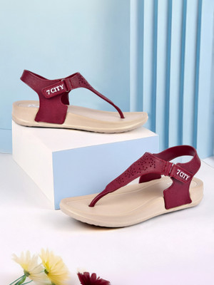 VLD Women Stylish Soft Comfortable Slipper Lightweight Dailywear Flip Flops(Maroon , 7)