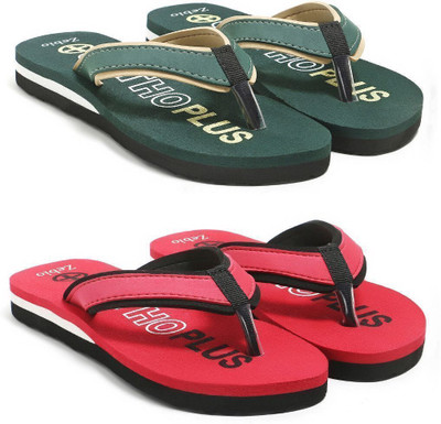 zebio Women Slippers(Green, Yellow, Red, Black , 8)