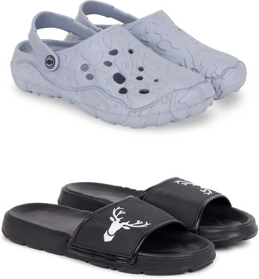 Kapani Fashion Men Clogs(Grey, Black , 10)