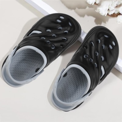 dhairyatraders Men Flip Flops(Black, Grey , 7)