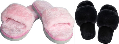 rexizone Women Flip Flops(Black, Pink , 3)
