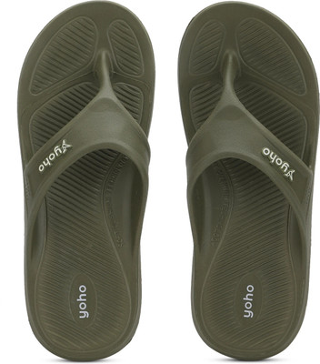 yoho Men Drizzle Soft Slippers| Mild Acupressure | Lightweight | Anti Skid | Waterproof Flip Flops(Olive , 6)