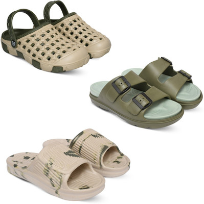 Acorn Men Slides(Beige, Olive, Beige , 10)