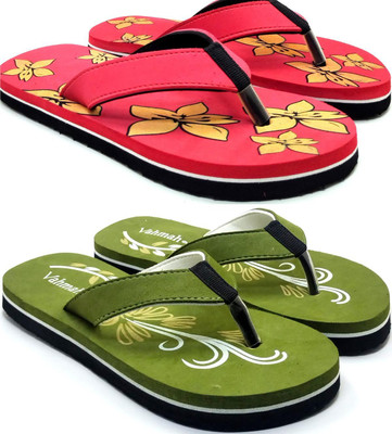 VAHMAH Women Slippers(Red, Green , 7)