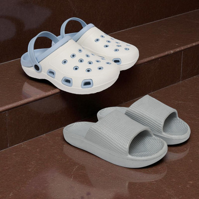 Acorn Men Slides(Blue, Silver , 7)