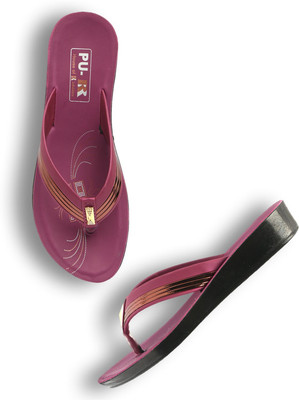 RRIDDERS Women Flip Flops(Maroon , 6)