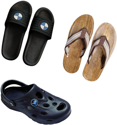 BLIBBERS Men Slippers(Black, Brown, Blue , 9)