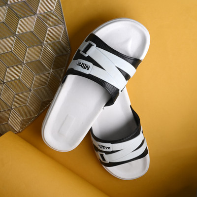 Mochites Men Slides(White, Black , 5)