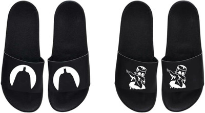 nvisan Men Slides(White, Black , 10)
