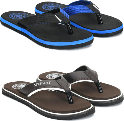 Stepsoft Men Slippers(Blue, Brown , 7)