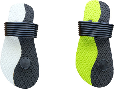 skyflip Men Slides(Black, Green , 8)