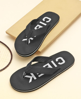 CIBEK Men Flip Flops(Black , 6)