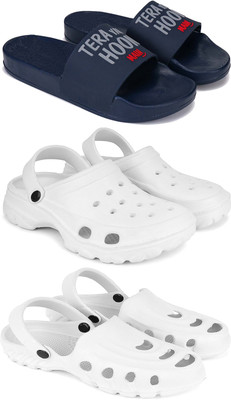 DRACKFOOT Men Slippers(White, Blue , 8)