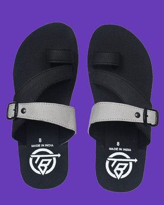 THE BABA Men Flip Flops(Black , 9)