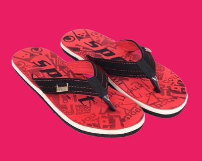 THE BABA Men Flip Flops(Red , 6)