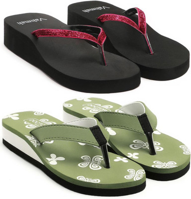 VAHMAH Women Slippers(Maroon, Green , 7)