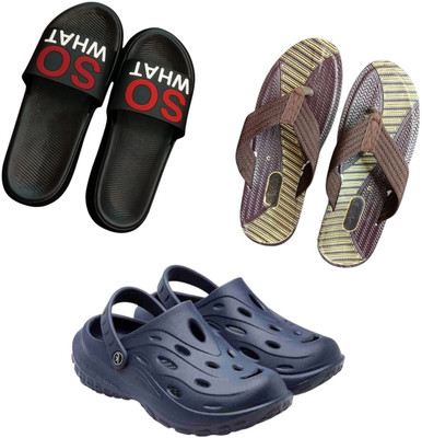 BLIBBERS Men Slippers(Black, Brown, Navy , 9)